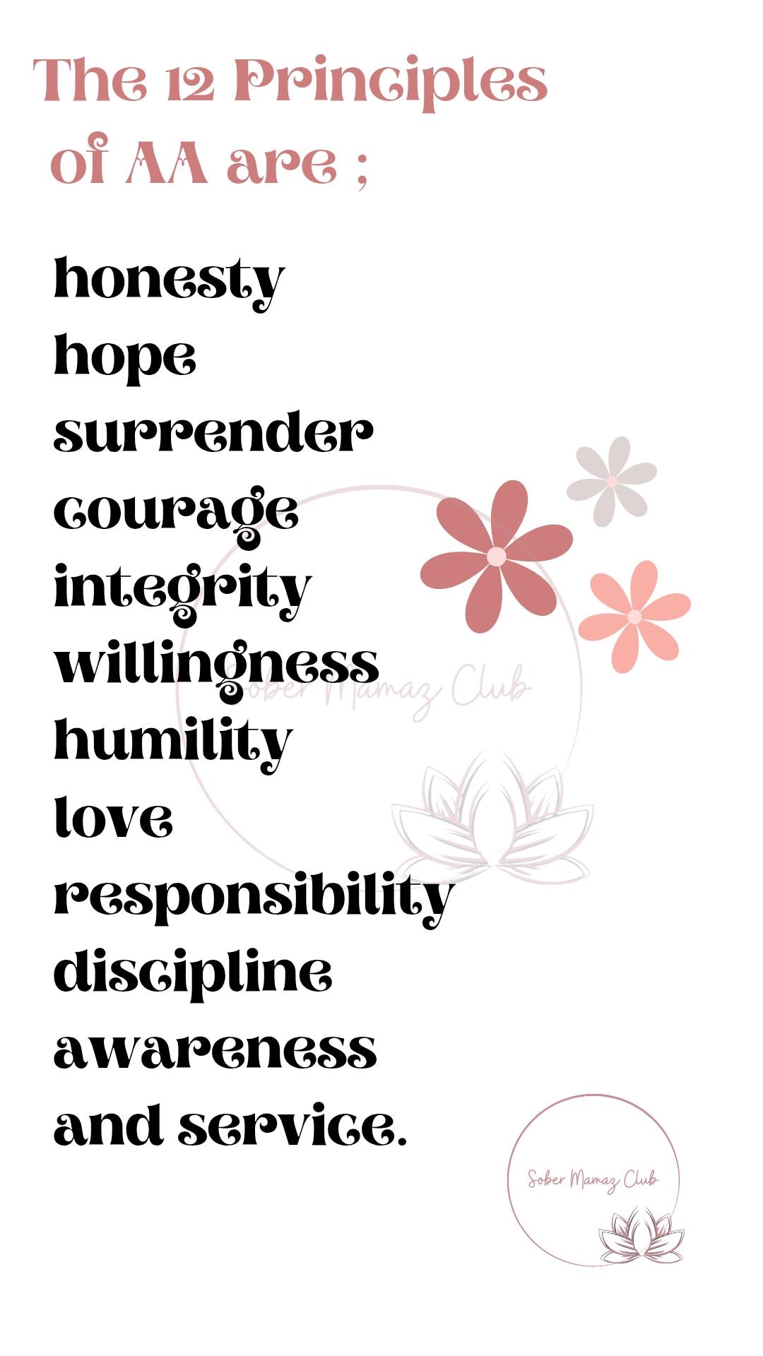 12 Spiritual Principles of AA - Printable PDF for Recovery & Reflection ...