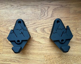 Soporte de pared para snowboard / Estante de almacenamiento de esquís con diseño de montaña, soporte para exhibir tablas para el hogar y la cabaña.