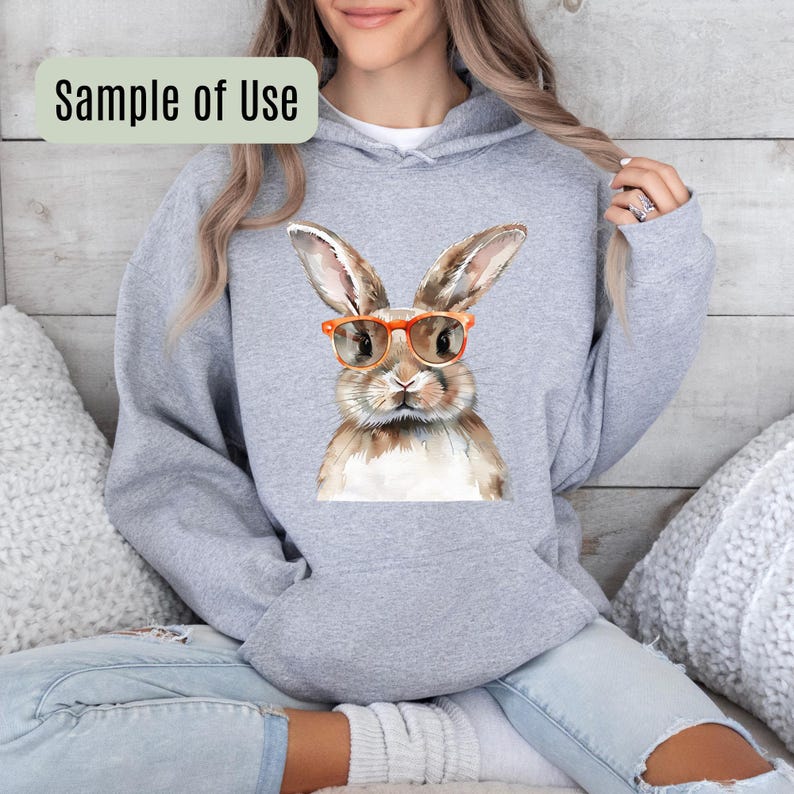 Cute Bunny Clipart PNG, 300 DPI, Rabbit With Glasses for Easter Project ...