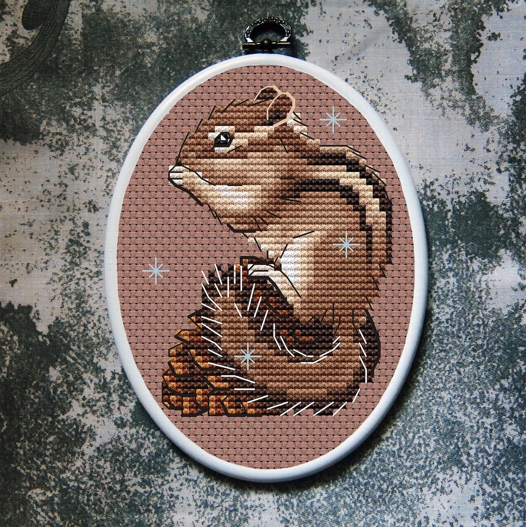 Chipmunk Cross Stitch Pattern Animals Download PDF - Etsy