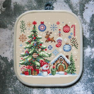 Merry Christmas Cross Stitch Pattern House Download PDF