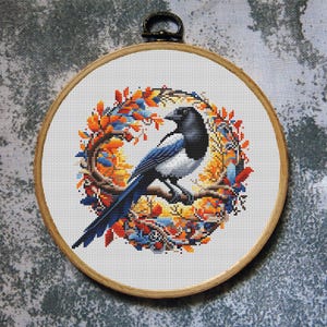 Bird Cross Stitch Pattern Magpie Download PDF