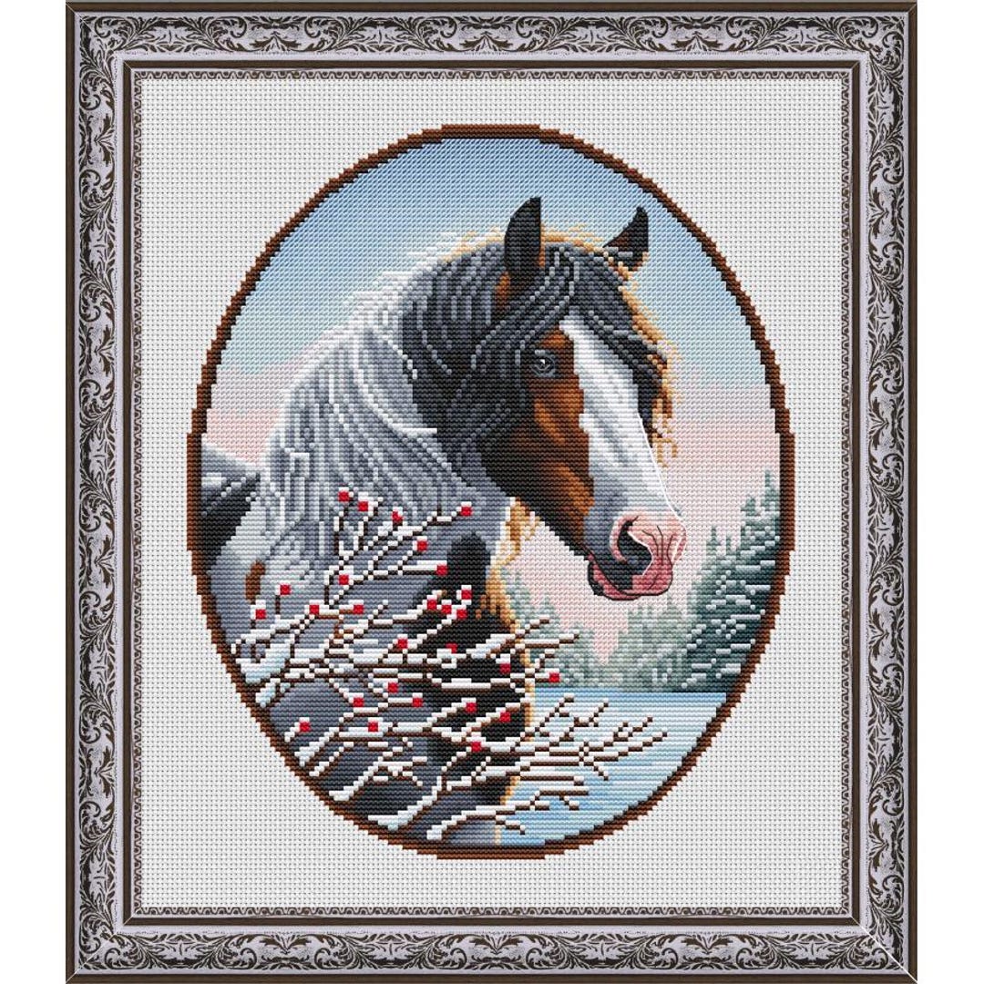 Horse Cross Stitch Pattern Animals Winter Download PDF - Etsy