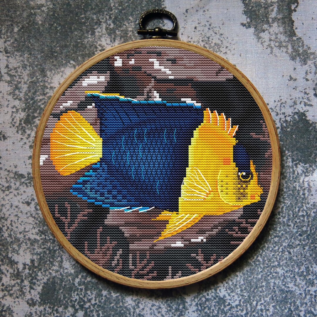 Fish Cross Stitch Pattern Bicolor Аngelfish Download PDF - Etsy