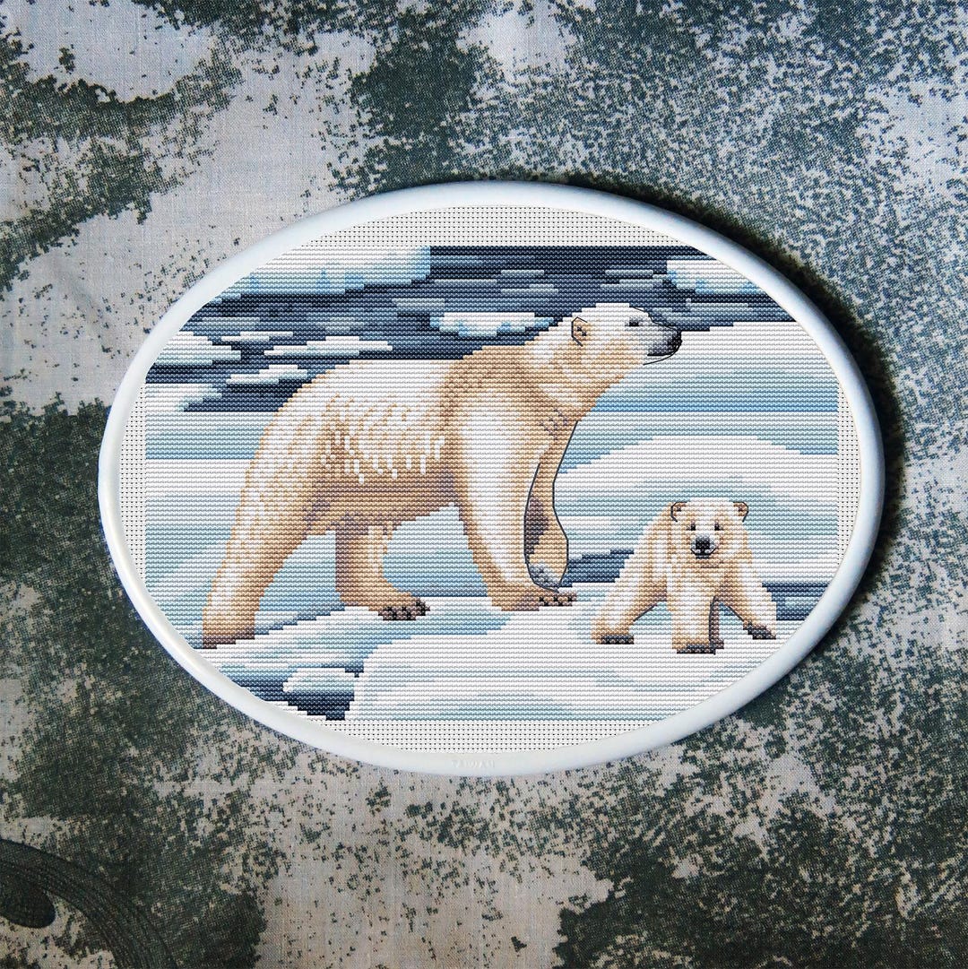 Polar Bear Cross Stitch Pattern Animals Winter Download PDF - Etsy