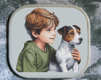 Chiens, point de croix, garçon, chien, Télécharger PDF
