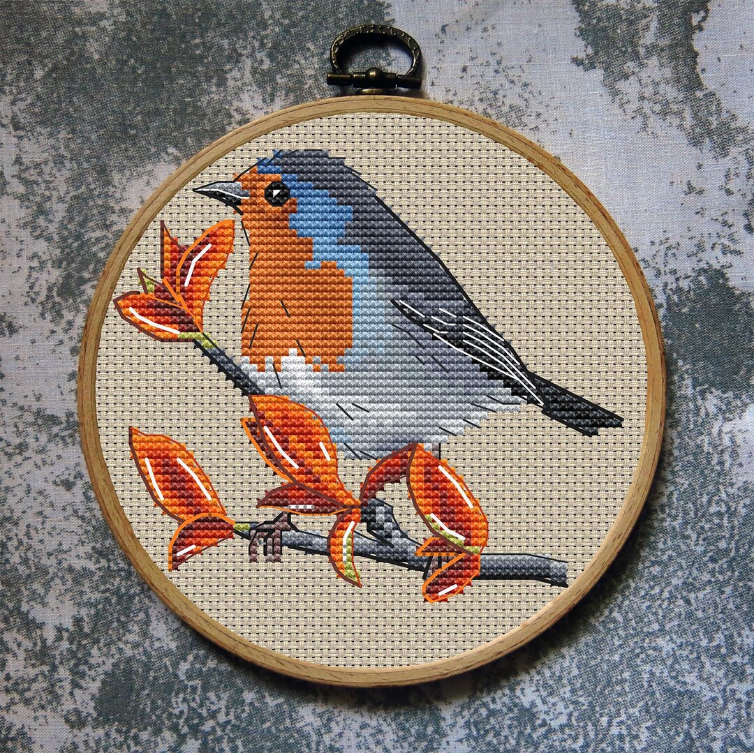 Robin Needlepoint Pattern European Robin Bird Cross Stitch Pattern Spring Download PDF - Etsy