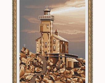 Patrón de punto de cruz de faro del mar Descargar PDF