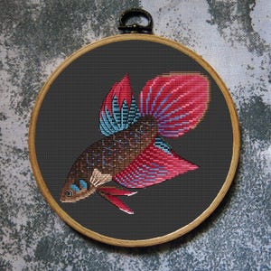 Spade Tail Betta Cross Stitch Pattern Fish Download PDF