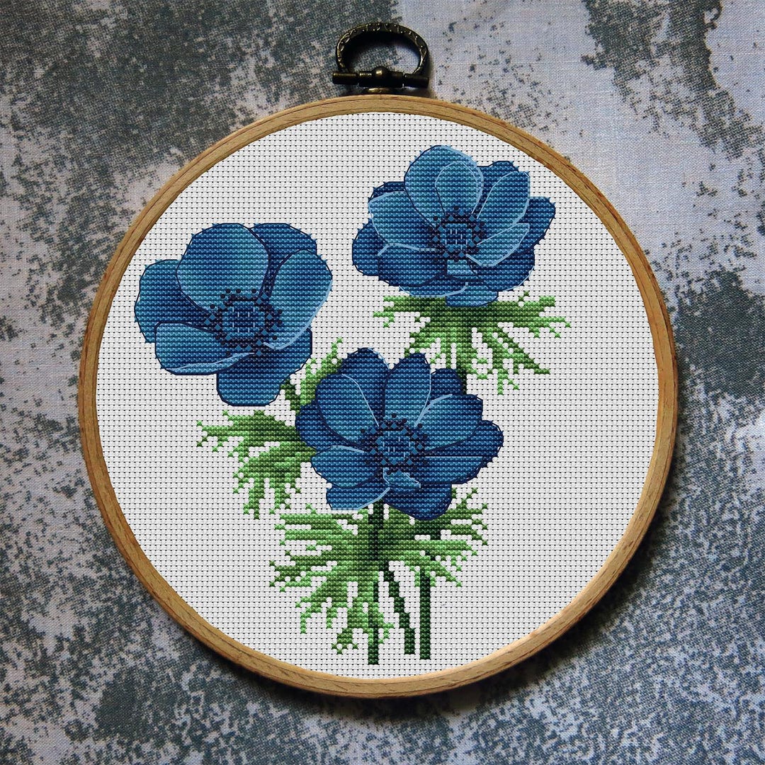 Anemone Flowers Cross Stitch Pattern Plant Download PDF - Etsy