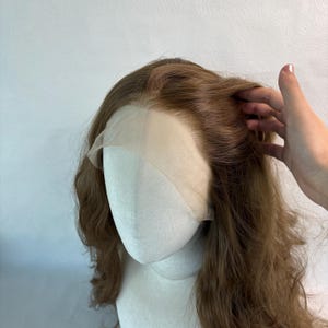 Long Wavy Brown Lace Front Wig, High Temperature Fiber Hair, 24 Inch image 14