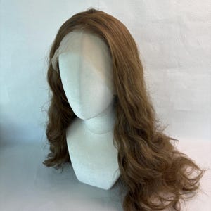 Long Wavy Brown Lace Front Wig, High Temperature Fiber Hair, 24 Inch image 15