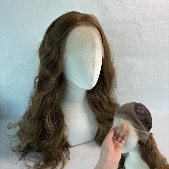 Long Wavy Brown Lace Front Wig, High Temperature Fiber Hair, 24 Inch