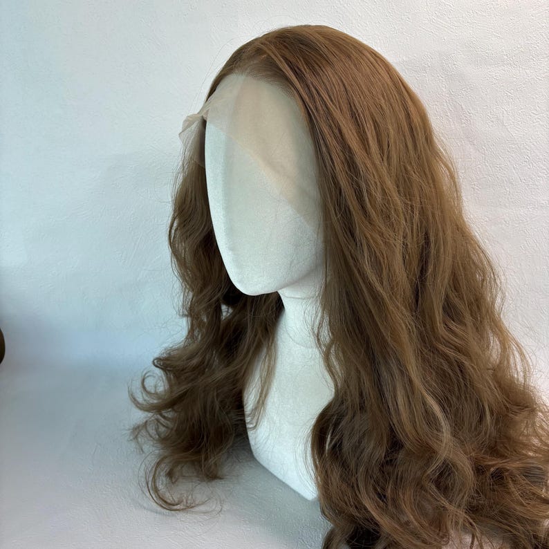 Long Wavy Brown Lace Front Wig, High Temperature Fiber Hair, 24 Inch image 7