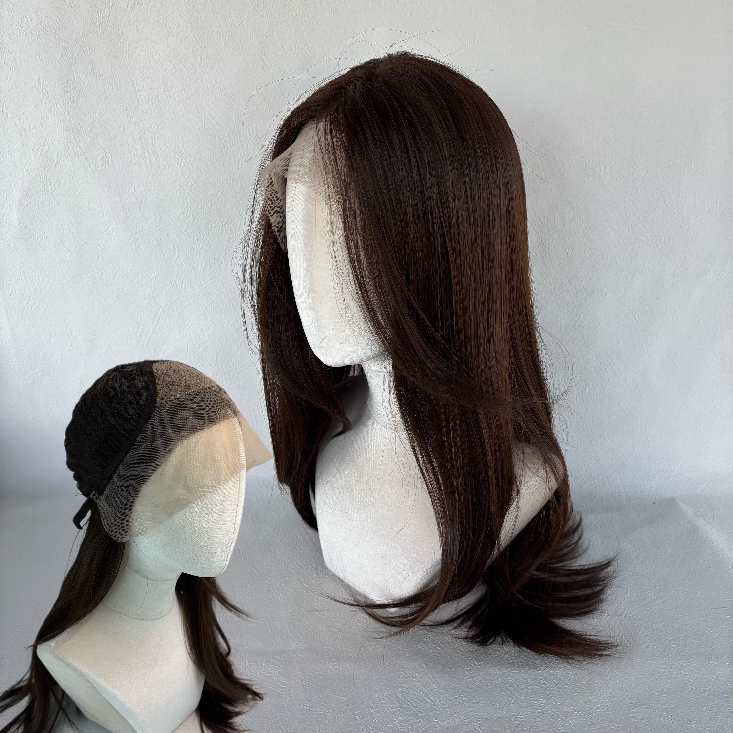 Dark Brown Lace Front Wig – 24 Inch Straight High  display picture 1