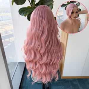 Dazzling Grapefruit Pink 13x6 Lace Front Wig 24Inch Long Layered Loose Wave Wig