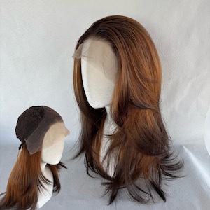 Caramel Ombre Lace Front Wig | 24 Inch High Temperature Fiber Wig