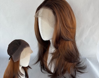 Caramel Ombre Lace Front Wig | 24 Inch High Temperature Fiber Wig