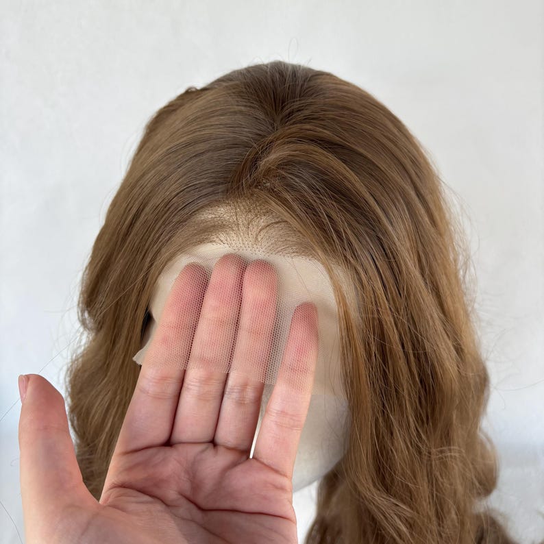 Long Wavy Brown Lace Front Wig, High Temperature Fiber Hair, 24 Inch image 8