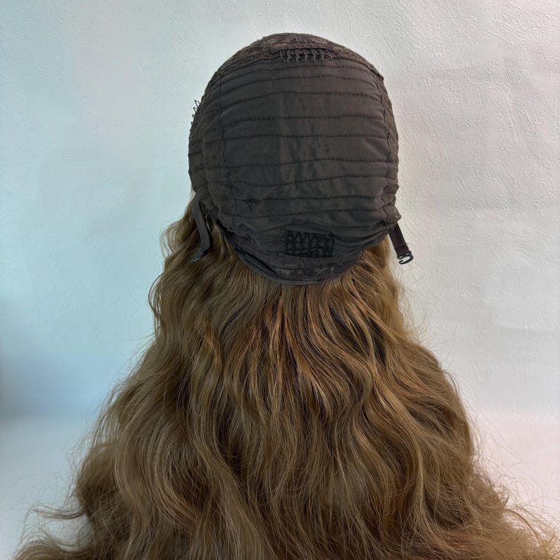Long Wavy Brown Lace Front Wig, High Temperature Fiber Hair, 24 Inch image 19