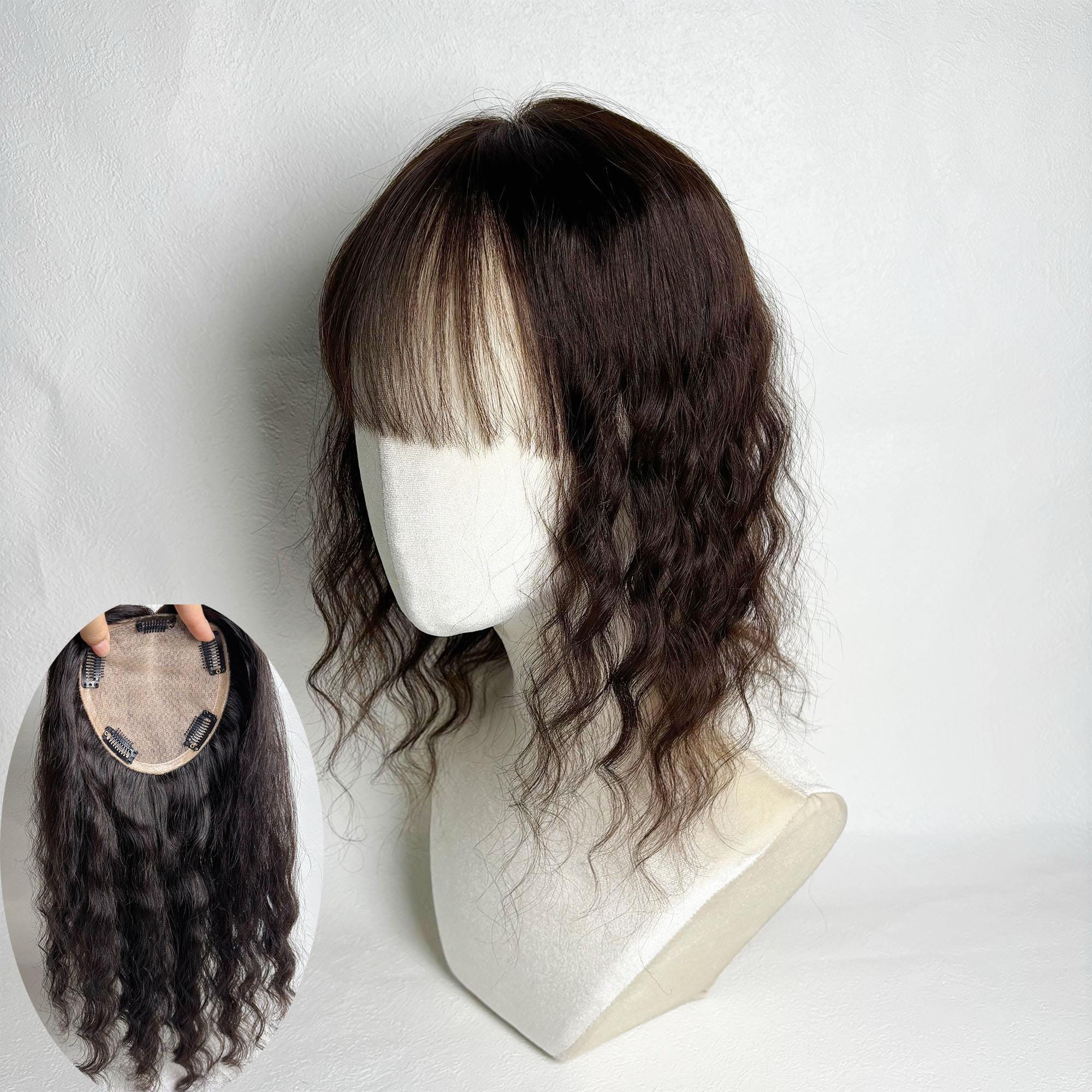 Silk Base Human Hair Topper with Bangs for Thinning Hair 5.1x2.8 Inches Silk Base Bangs - Etsy main image 4