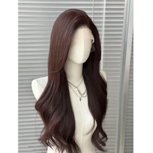 13x6 Inch Lace Front Wig with Natural Straight and Deep Brown Color - Realistic Hairline, Adjustable Mesh Cap for a Silky, Shiny Finish