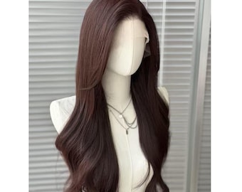 13x6 Inch Lace Front Wig with Natural Straight and Deep Brown Color - Realistic Hairline, Adjustable Mesh Cap for a Silky, Shiny Finish