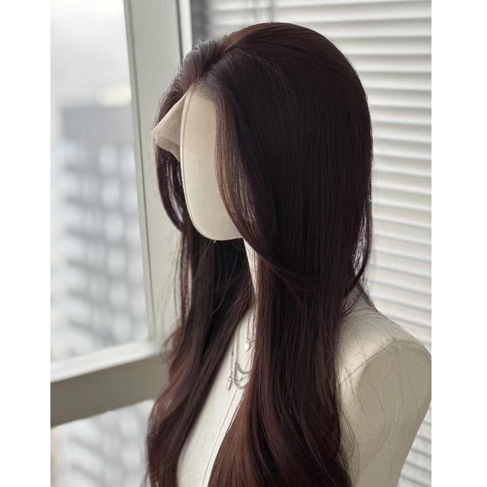 Dark Brown Lace Front Wig – 24 Inch Straight High 