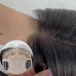 10 x 15 cm zijden basis met PU-haarlijn haartopper - 100% maagdelijk voor teruglopende dekking