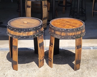 Bourbon whiskey barrel side table