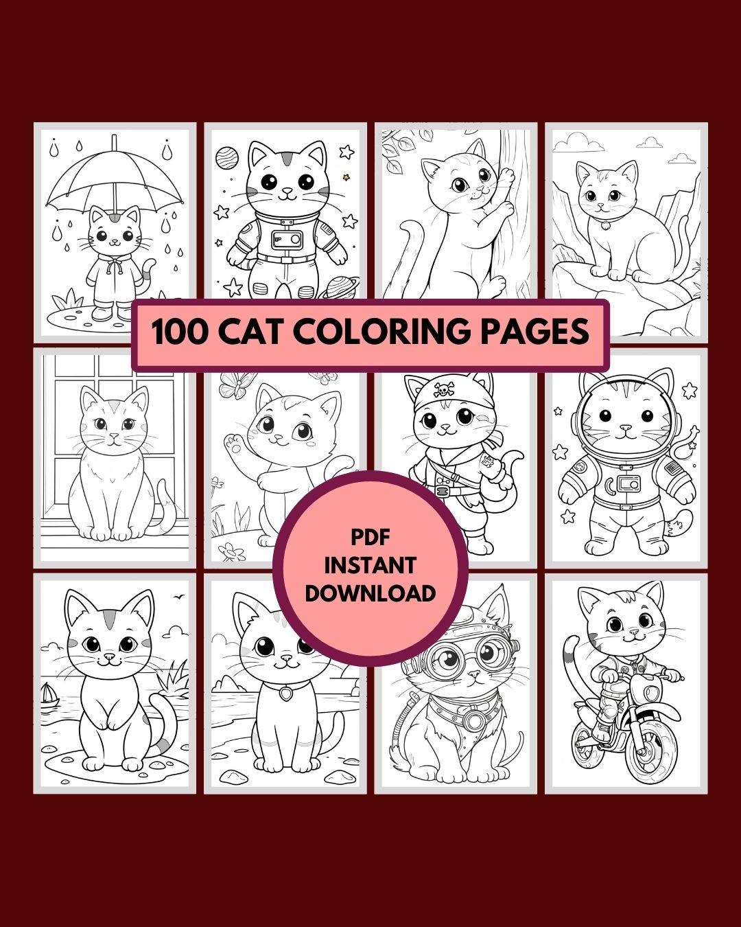 Cat Coloring Pages Printable Download – 100 Cat Coloring Pages - Fun ...