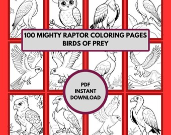 Raptor Coloring Book: 100 Birds of Prey Pages (Digital Download)