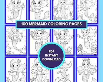 Libro da colorare per bambini a tema sirena: 100 pagine allegre (schema PDF)
