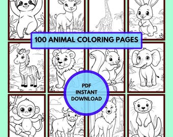 100 Dibujos de Animales para Colorear / Actividad para Niños y Adolescentes (Descarga en PDF)