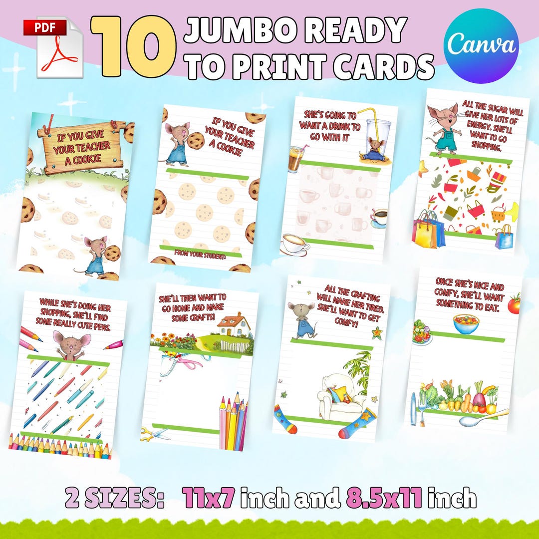 If You Give Your Teacher a Cookie Jumbo Treat Cards, Jumbo Card Canva