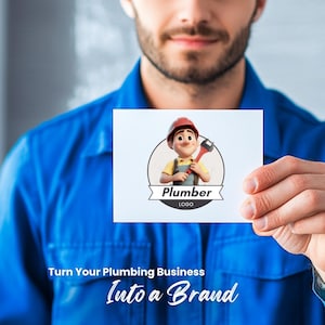 3D Pixar Plumber Logo Template, Editable Canva Logo for Plumbing Business, Cartoon Mascot Logo Design, Custom DIY Branding Logo for Plumbers