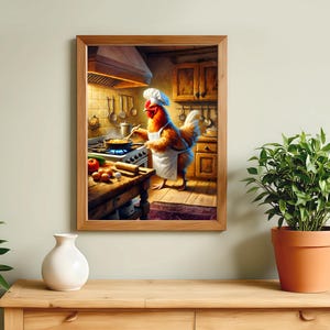 Chicken Cooking Wall Art Prints | Animal Life | Poster Digital Print | Print Download | Digital Download