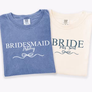 Custom Bride Bridesmaid Comfort Colors Shirt, Bridal Party Gift, Wedding Day Getting Ready, Trendy Bachelorette Merch, Group Matching Tee
