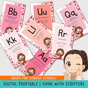 ABC on God’s Love Flash Cards, Christian Resources, Bible Study, Lesson Plans, Sunday School Bulletin Board, Children Church, ABC Alphabet