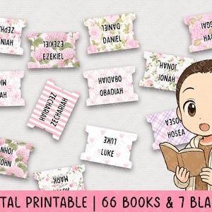 Always Near Bible Tabs, Printable Bible Journaling Stickers, Digital Files, All 66 Books + 7 Blank Tabs | High Resolution | Instant Download