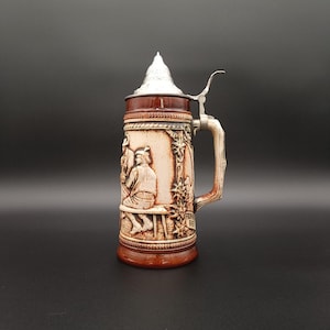 Original Gerzit German Beer Stein / Rare Beer Stein  For Collectors / Handmade Stein / Lidded Stein / Vintage Barware / West Germany