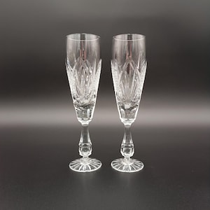 Pair of Lead Crystal  Vintage Champagne Glasses / Vintage Crystal / Detailed Cuttings / Wedding Gift / Gift Idea