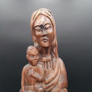 70,5 cm Hand Carved Wooden Mary With Baby Jesus Made in Spain / Virgin Mary Statue / Catholic Religious Icon / Unique Christian Art
