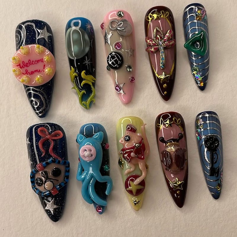 Custom Nail Drawing 3d Press on Nail Design - Etsy