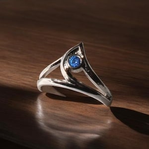 Silver Blue Gem Dainty Rings, Fashion Trend Game Cosplay Ring, Gamer Adjustable Rings