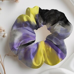 Nonbinary Pride Flag Tie Dye Scrunchie: Recycled Eco-Fabric Hair Tie