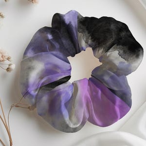 Tie Dye Scrunchie: Subtle Asexual Pride Flag, Recycled Eco-Fabric Hair Tie