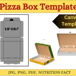 Pizza Box Template SVG, Printable Pizza Box, DIY Mini Pizza Box Template, Cricut Pizza Box, Favor Box Template, Pizza Gift Box Canva templat