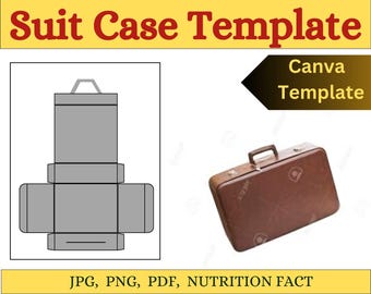 Suitcase Template| DIY Mini Luggage Box| Suitcase Favor Box SVG| Travel Gift Box| Editable Paper Craft Box| Briefcase Box Template| Gift Box