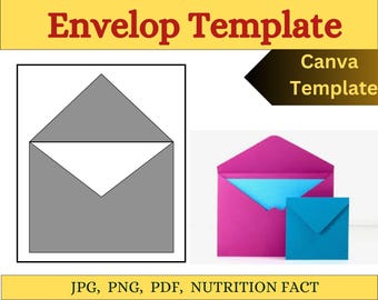 DIY Envelope Template (svg, pdf, png, Canva Digital Download)